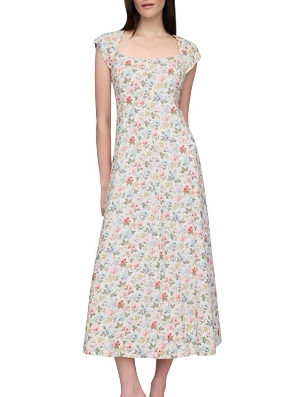 NWT Gap Linen Blend Cap Sleeve Maxi Dress